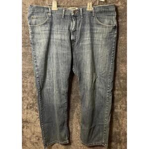 Wrangler 42x28 Jeans Straight Leg Light Wash Stretch Denim
